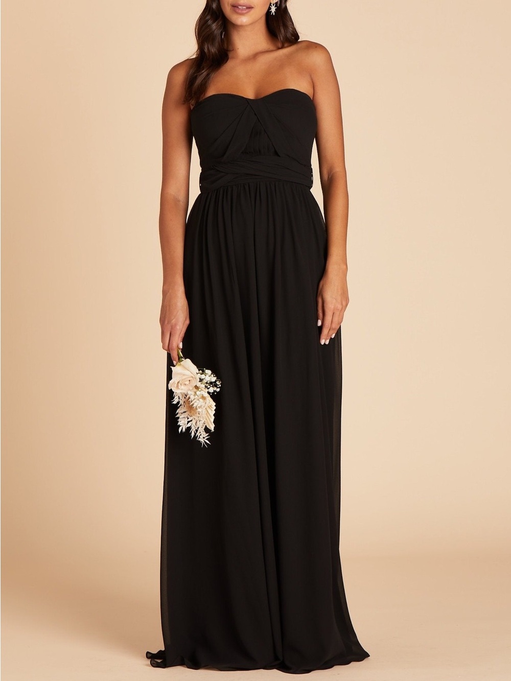 Birdy Grey Convertible Black Chiffon Grace Maxi Dress Size Small